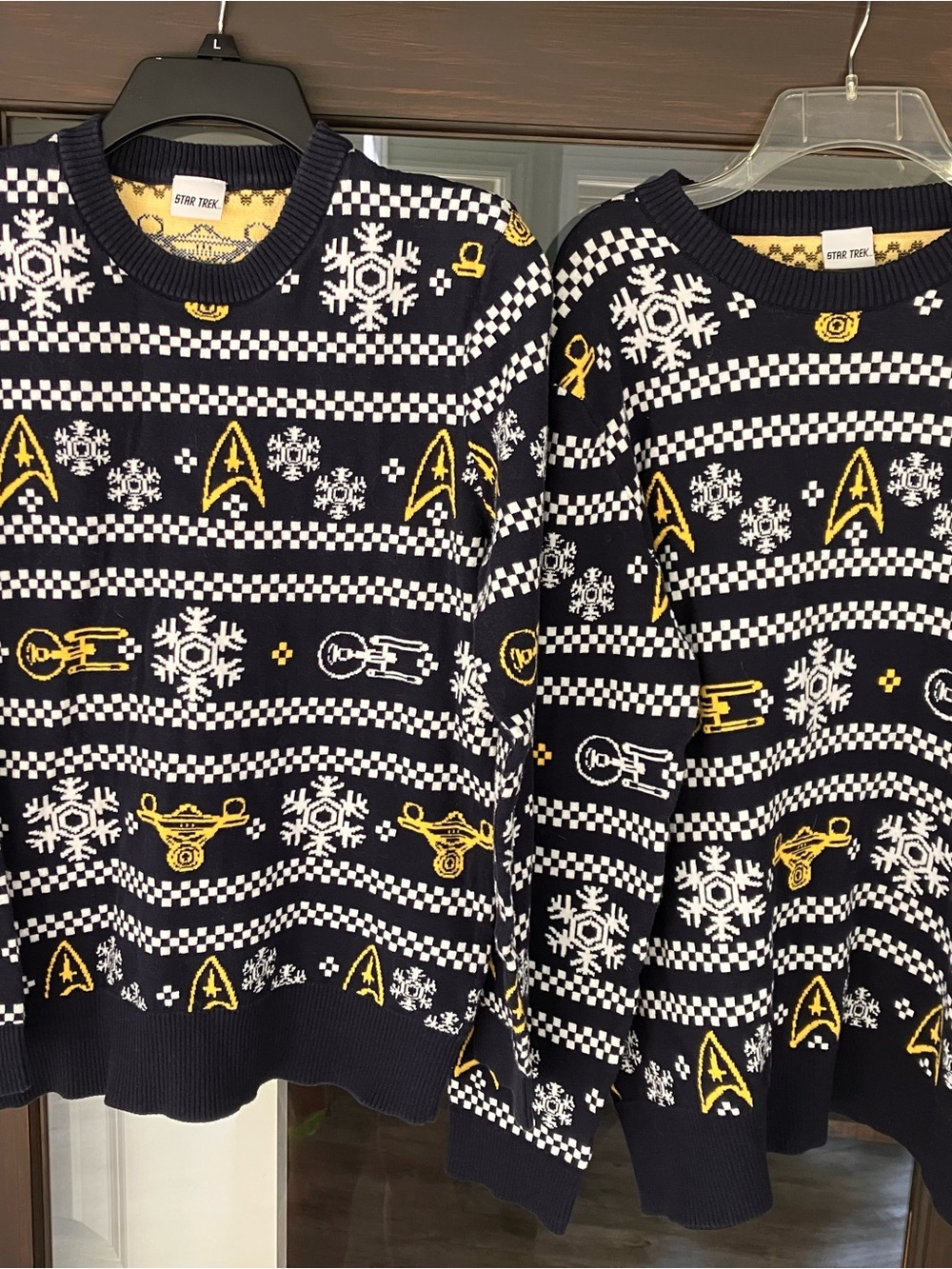 His and Hers Star Trek Christmas Winter Sweatshirts size L and S